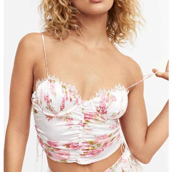 For Love & Lemons Melrose Pleated Bra - Ivory - Picture 10 of 12